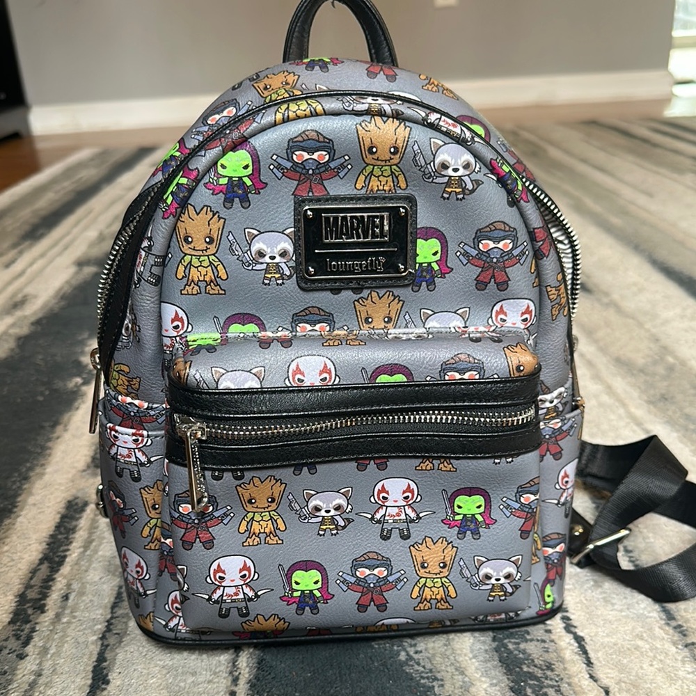 Loungefly Marvel Character Kids Backpack - Gray and Multicolor